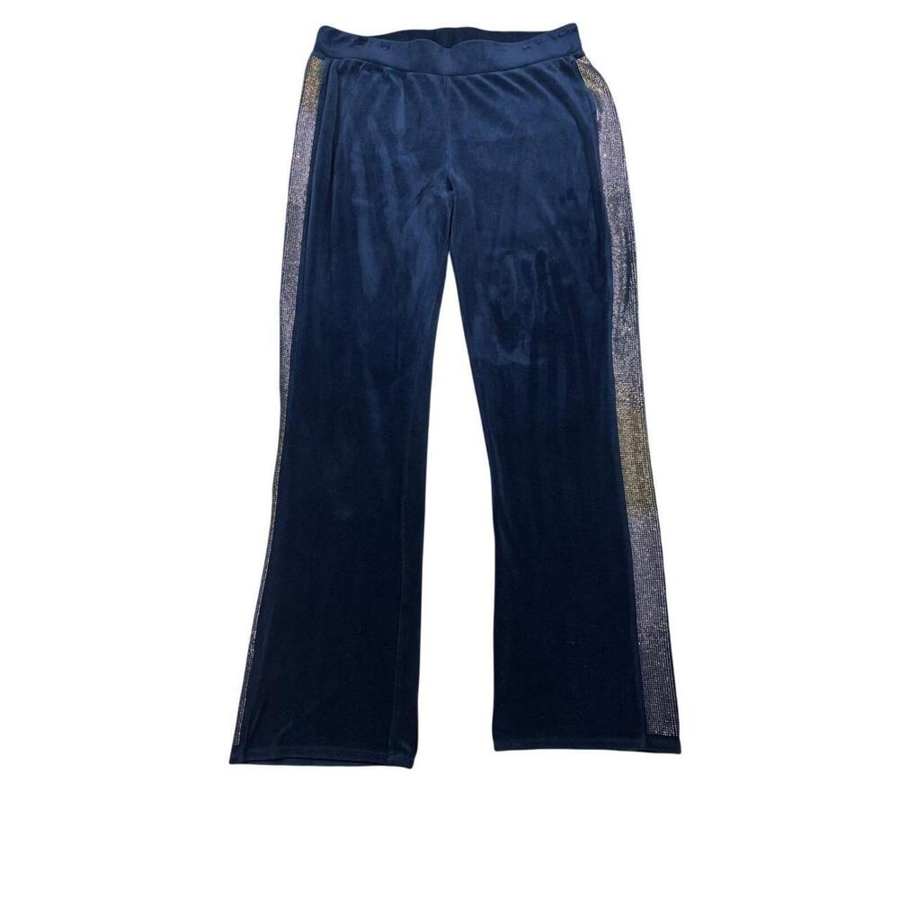 Juicy Couture 25 Limited Edition Velour Track Pants Y2K Rhinestone Stripe – M